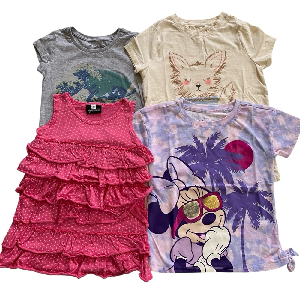 Bundle of 4 Adorable Top for Girls Size Small 6 / 6X Disney Minnie Mouse Ruffles